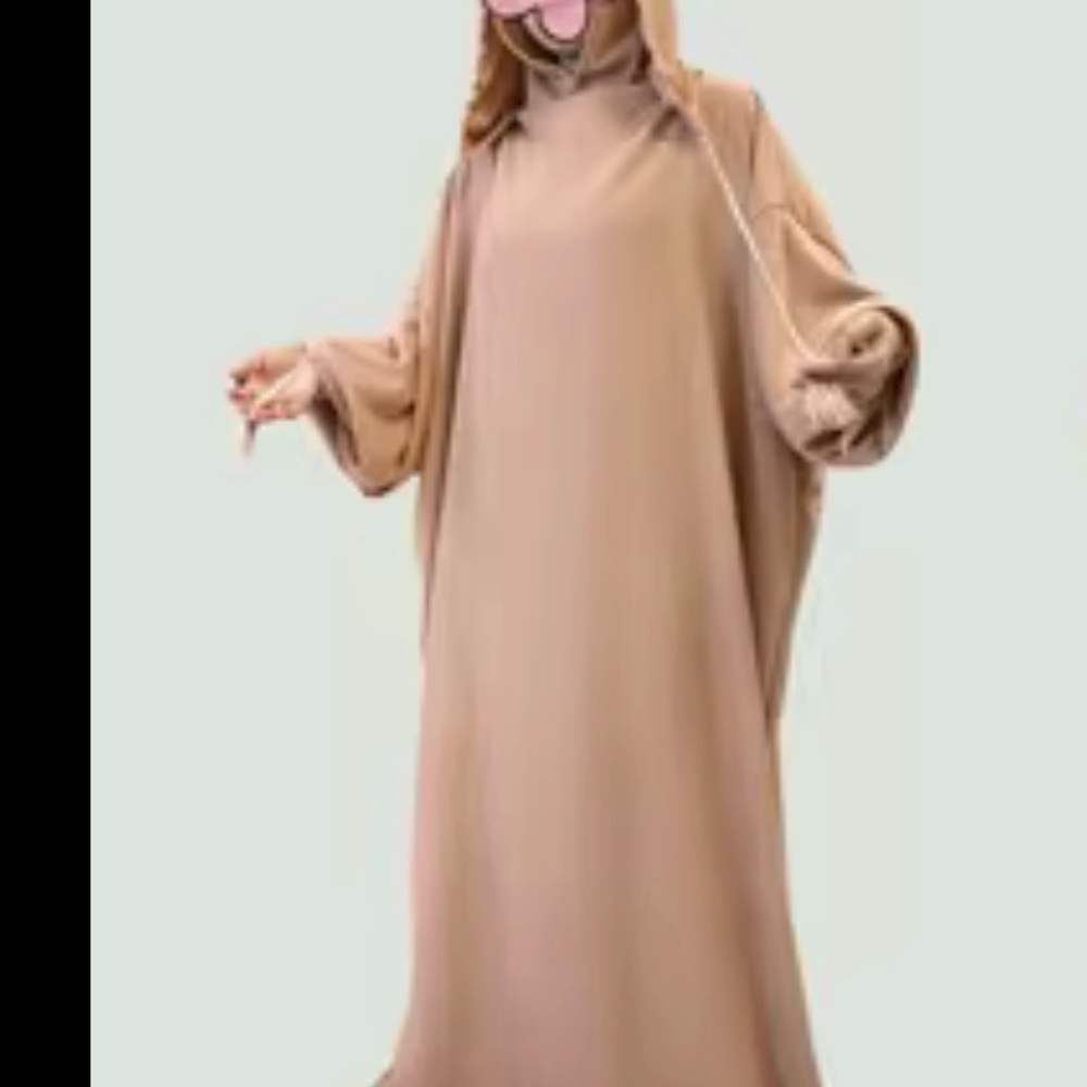 Elegant Tan Hooded Dress